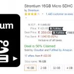 [82% Off]Strontium 16GB Micro SD Card Rs.359