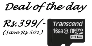 Transcend 16GB microSD Class 10 Available For Rs.399